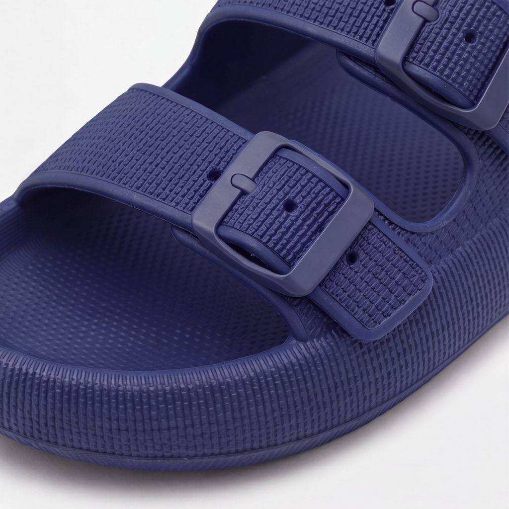Sandales double bride à boucle - plateforme confort ajustable