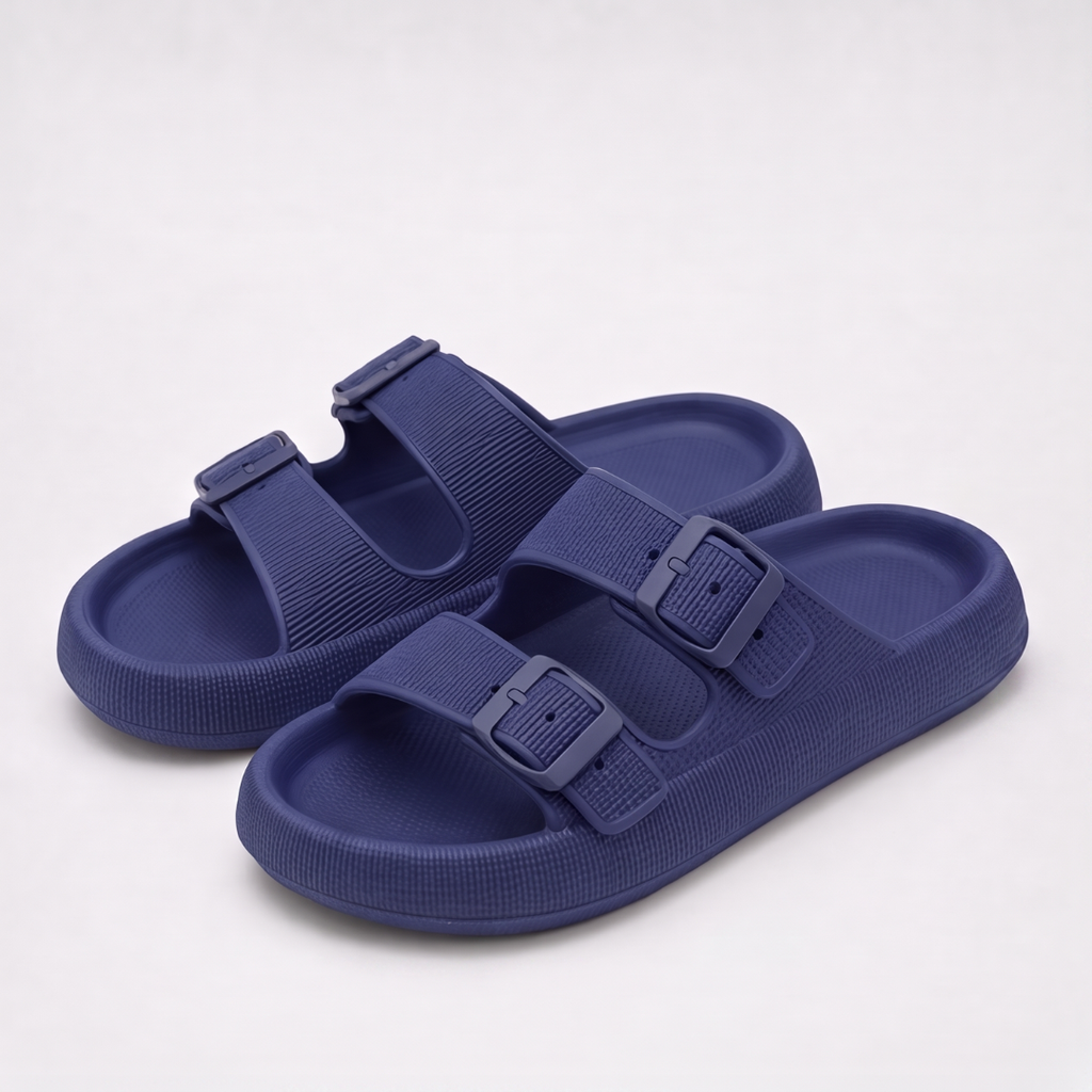 Sandales double bride à boucle - plateforme confort ajustable