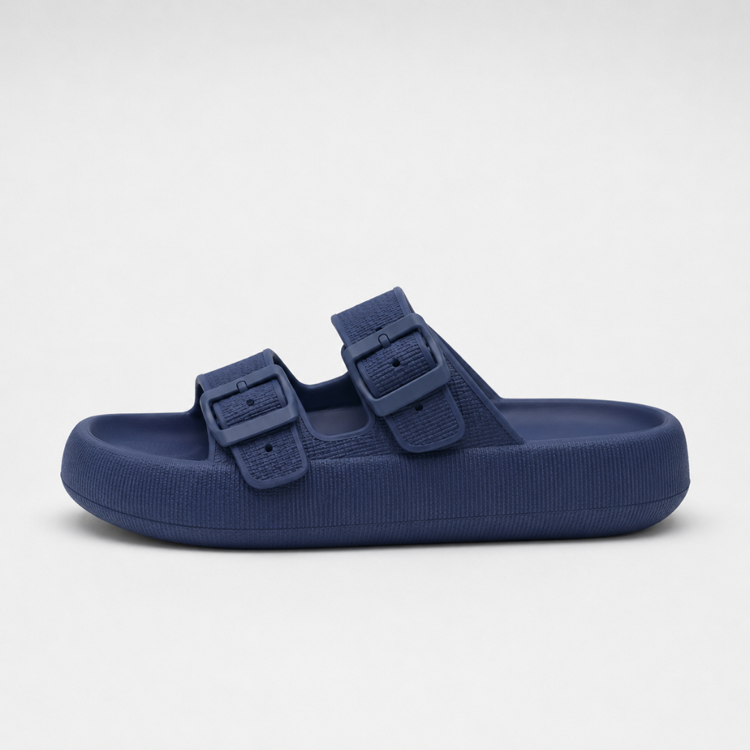 Sandales double bride à boucle - plateforme confort ajustable