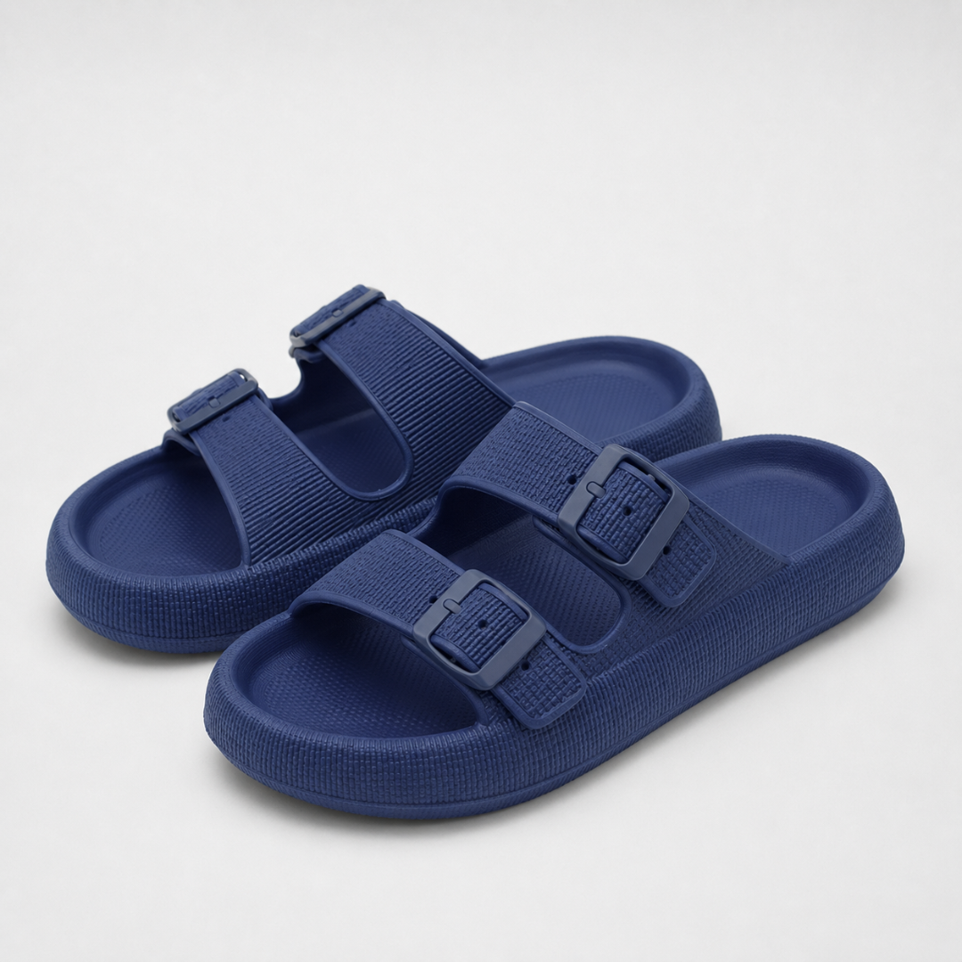 Sandales double bride à boucle - plateforme confort ajustable
