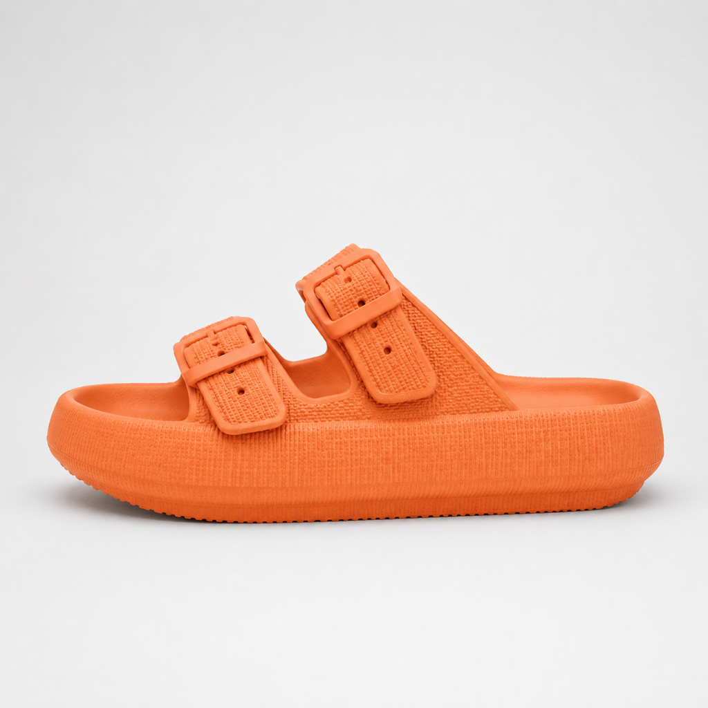 Sandales double bride à boucle - plateforme confort ajustable