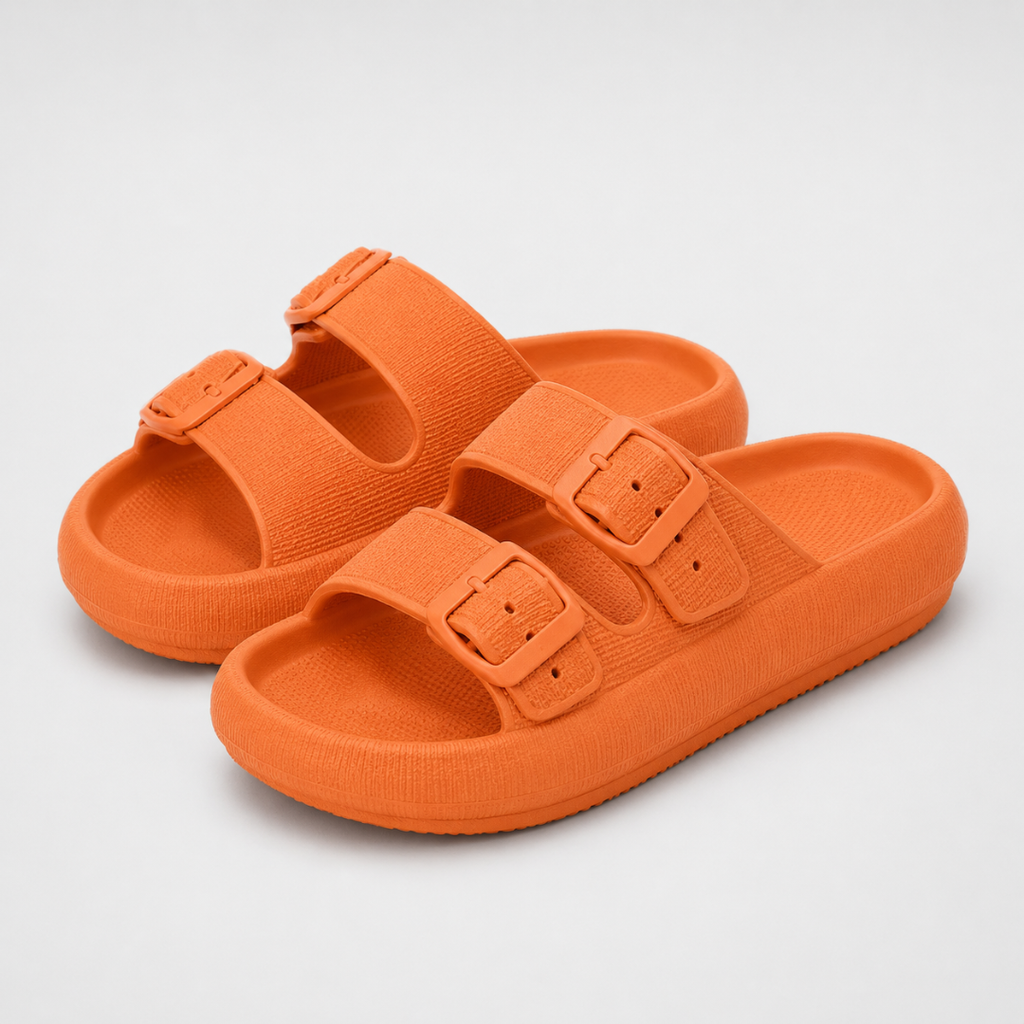Sandales double bride à boucle - plateforme confort ajustable