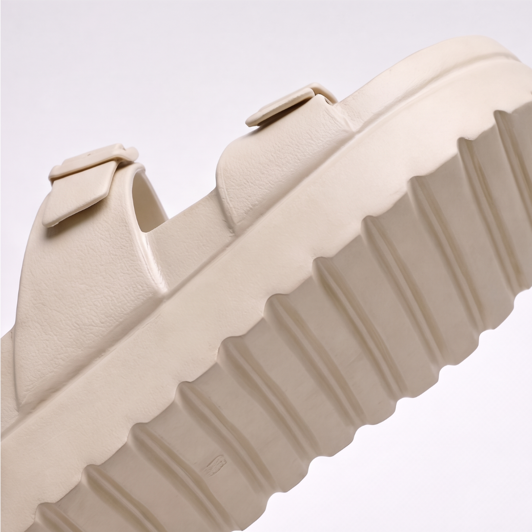 Sandales double bride à boucle - plateforme cannelée confort