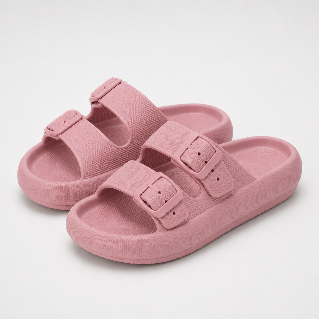 Sandales double bride à boucle - plateforme confort ajustable