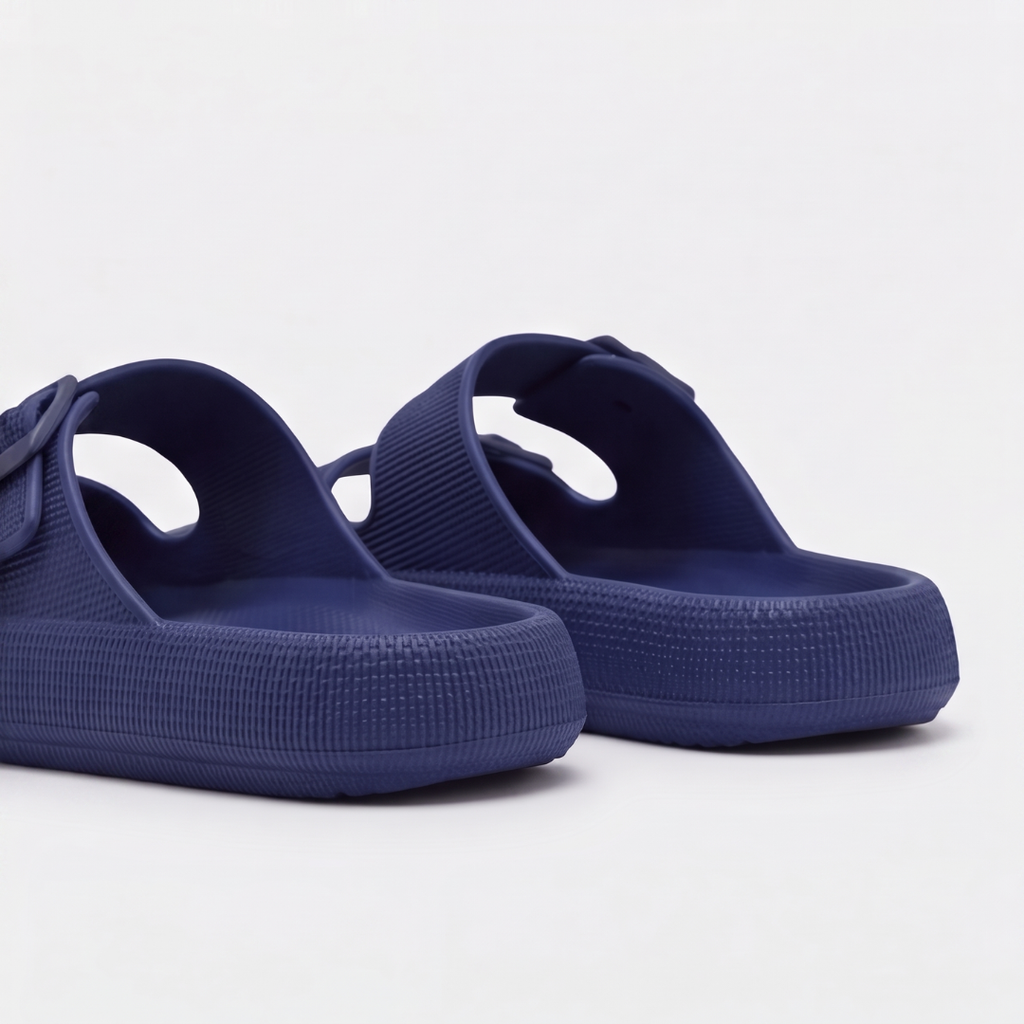 Sandales double bride à boucle - plateforme confort ajustable