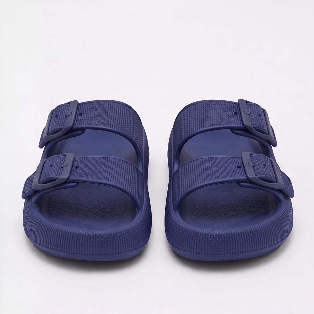 Sandales double bride à boucle - plateforme confort ajustable