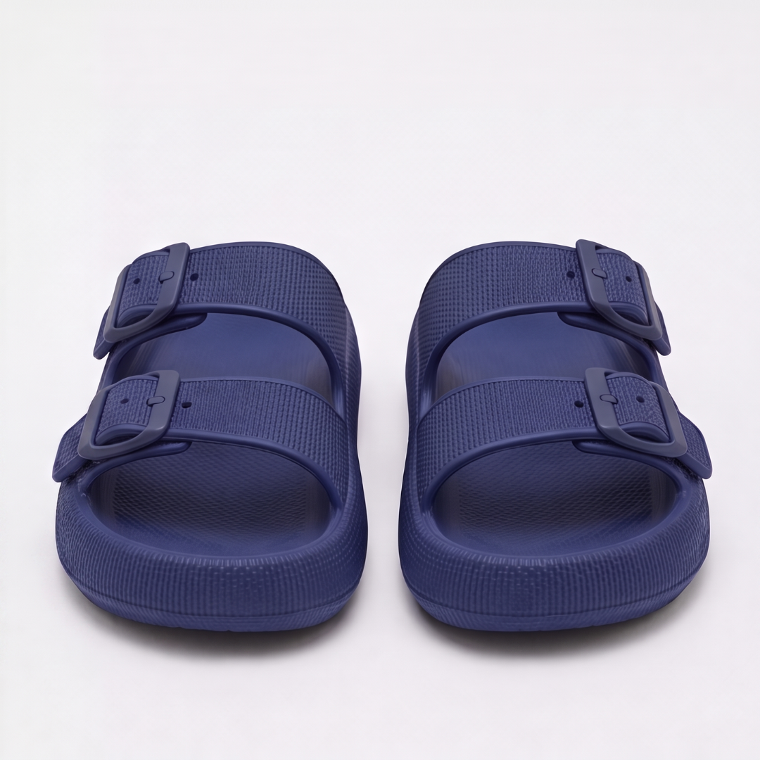 Sandales double bride à boucle - plateforme confort ajustable