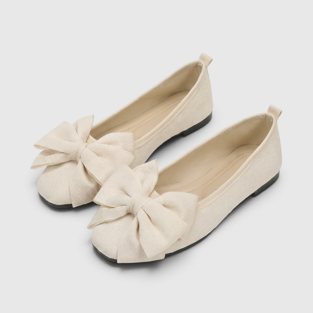 Ballerines Plates à Bout Carré & Grand Nœud Papillon en Suédine – Élégance, Douceur & Marche Femme