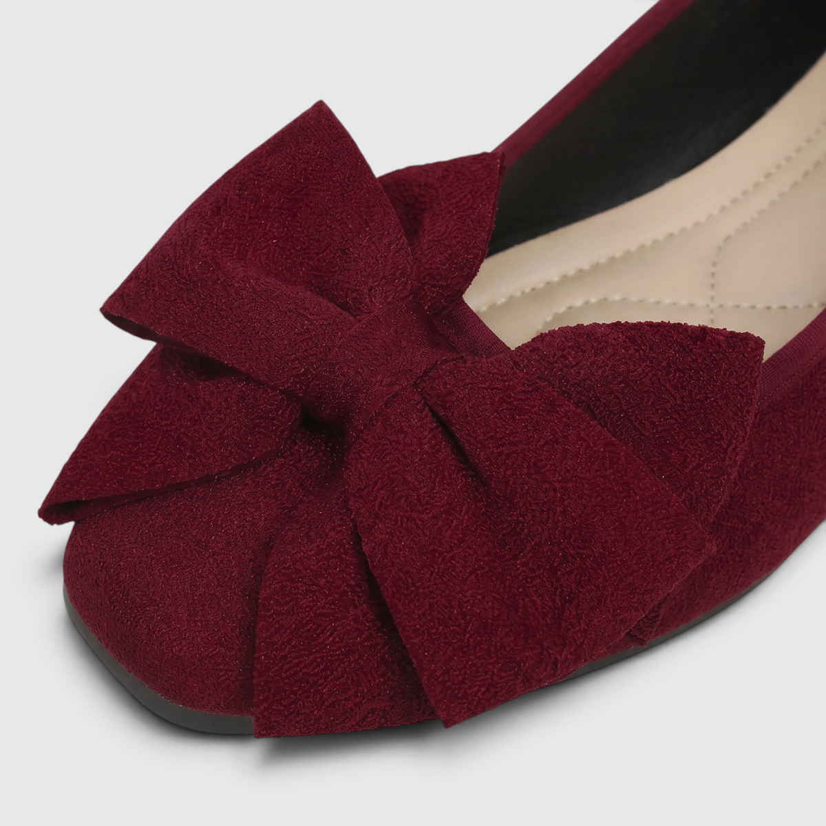 Ballerines Plates à Bout Carré & Grand Nœud Papillon en Suédine – Élégance, Douceur & Marche Femme
