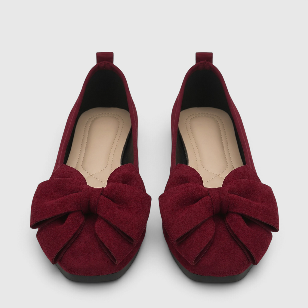 Ballerines Plates à Bout Carré & Grand Nœud Papillon en Suédine – Élégance, Douceur & Marche Femme
