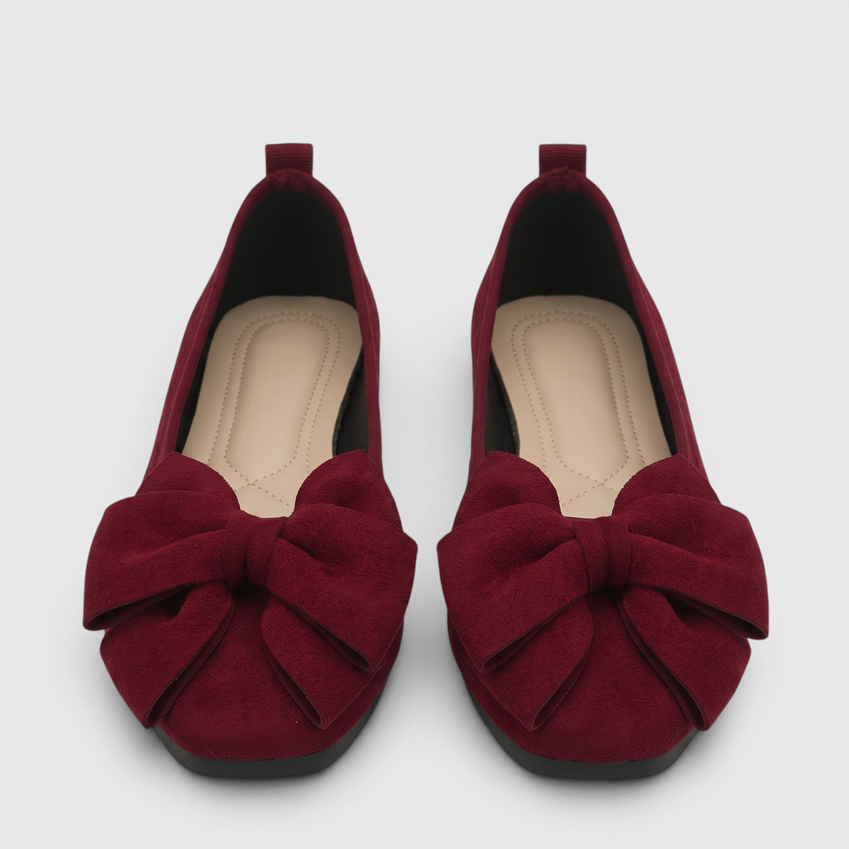 Ballerines Plates à Bout Carré & Grand Nœud Papillon en Suédine – Élégance, Douceur & Marche Femme