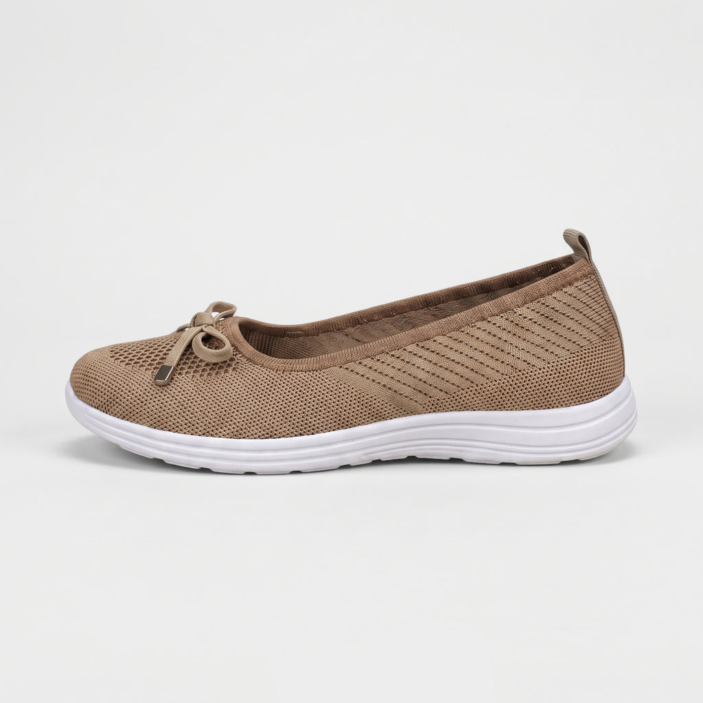 Ballerines sneakers slip-on en maille tricotée pour femme avec nœud élégant – Chaussures de marche ultra confortables, légères et respirantes