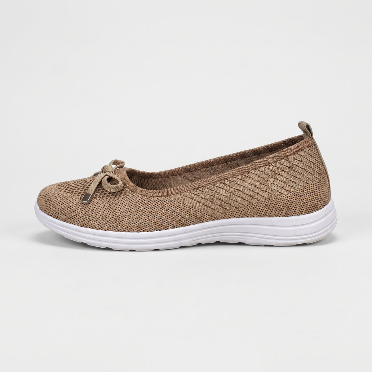 Ballerines sneakers slip-on en maille tricotée pour femme avec nœud élégant – Chaussures de marche ultra confortables, légères et respirantes