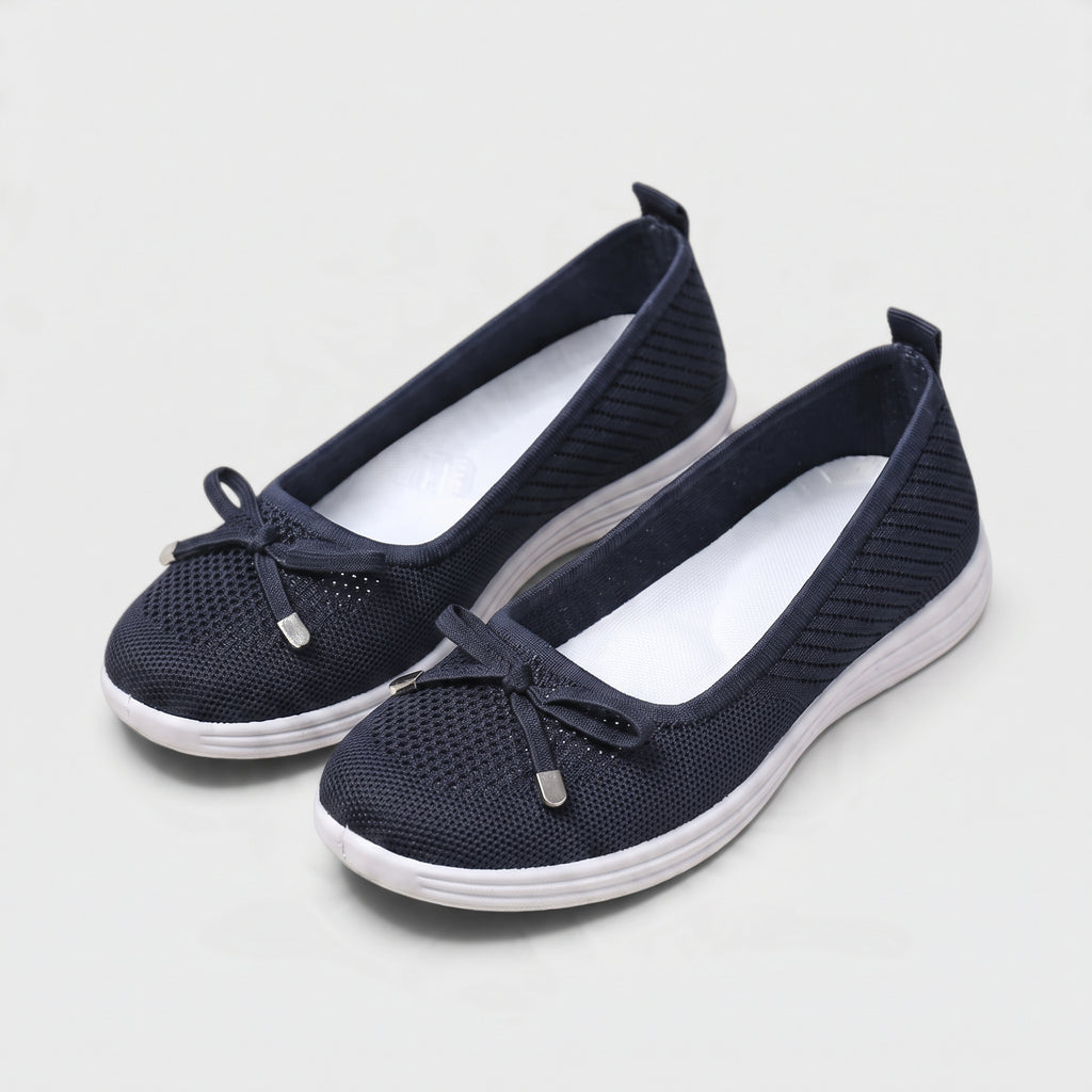Ballerines sneakers slip-on en maille tricotée pour femme avec nœud élégant – Chaussures de marche ultra confortables, légères et respirantes