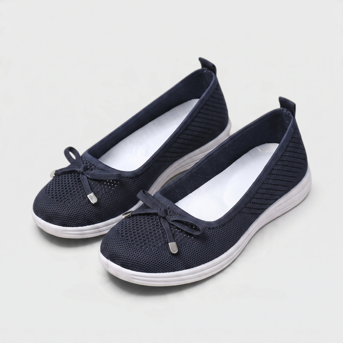 Ballerines sneakers slip-on en maille tricotée pour femme avec nœud élégant – Chaussures de marche ultra confortables, légères et respirantes