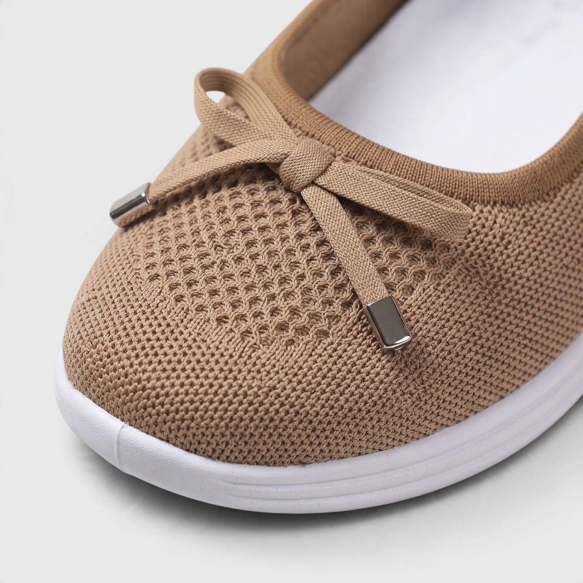 Ballerines sneakers slip-on en maille tricotée pour femme avec nœud élégant – Chaussures de marche ultra confortables, légères et respirantes