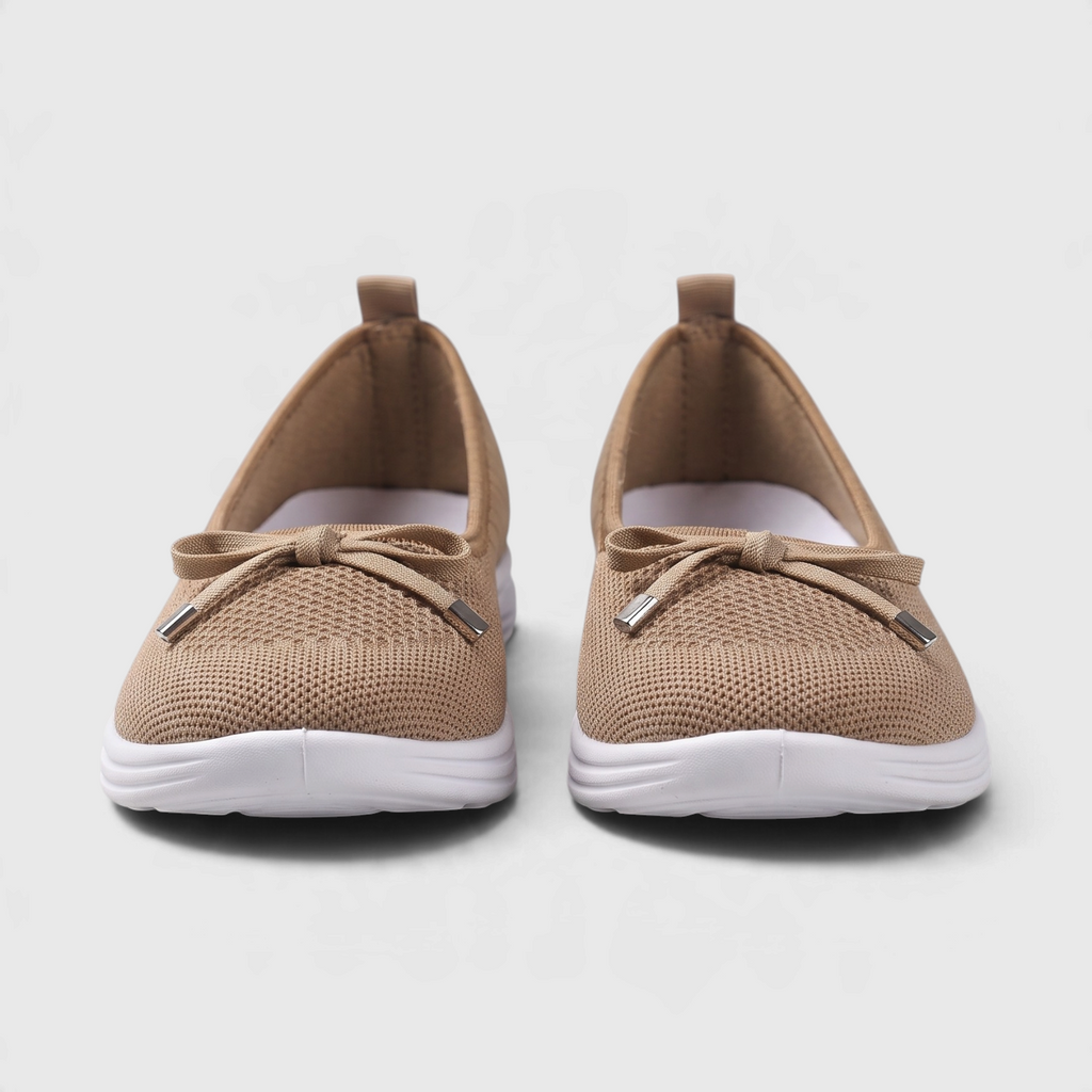 Ballerines sneakers slip-on en maille tricotée pour femme avec nœud élégant – Chaussures de marche ultra confortables, légères et respirantes