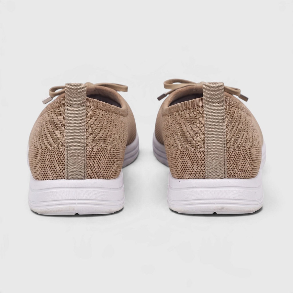 Ballerines sneakers slip-on en maille tricotée pour femme avec nœud élégant – Chaussures de marche ultra confortables, légères et respirantes