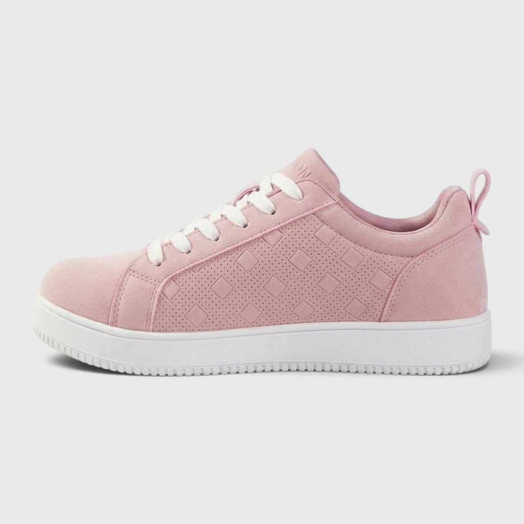 Baskets Basses à Lacets Confort Pied Large en Suède Microfibre – Marche & Quotidien Femme