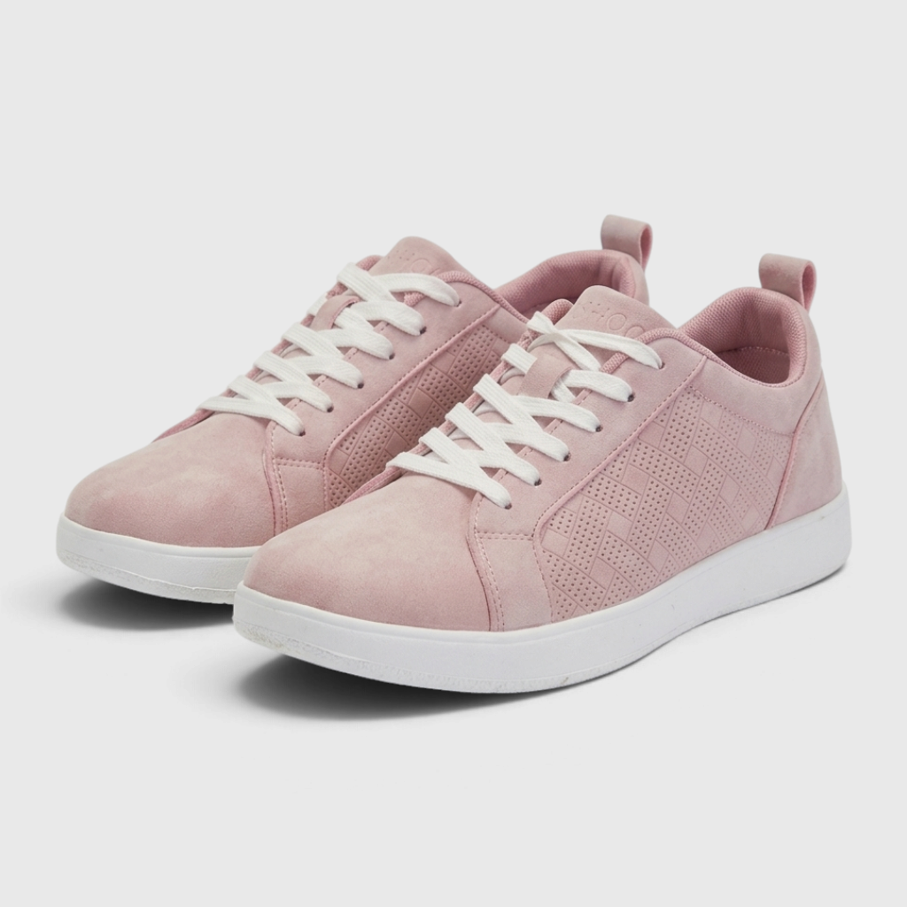 Baskets Basses à Lacets Confort Pied Large en Suède Microfibre – Marche & Quotidien Femme