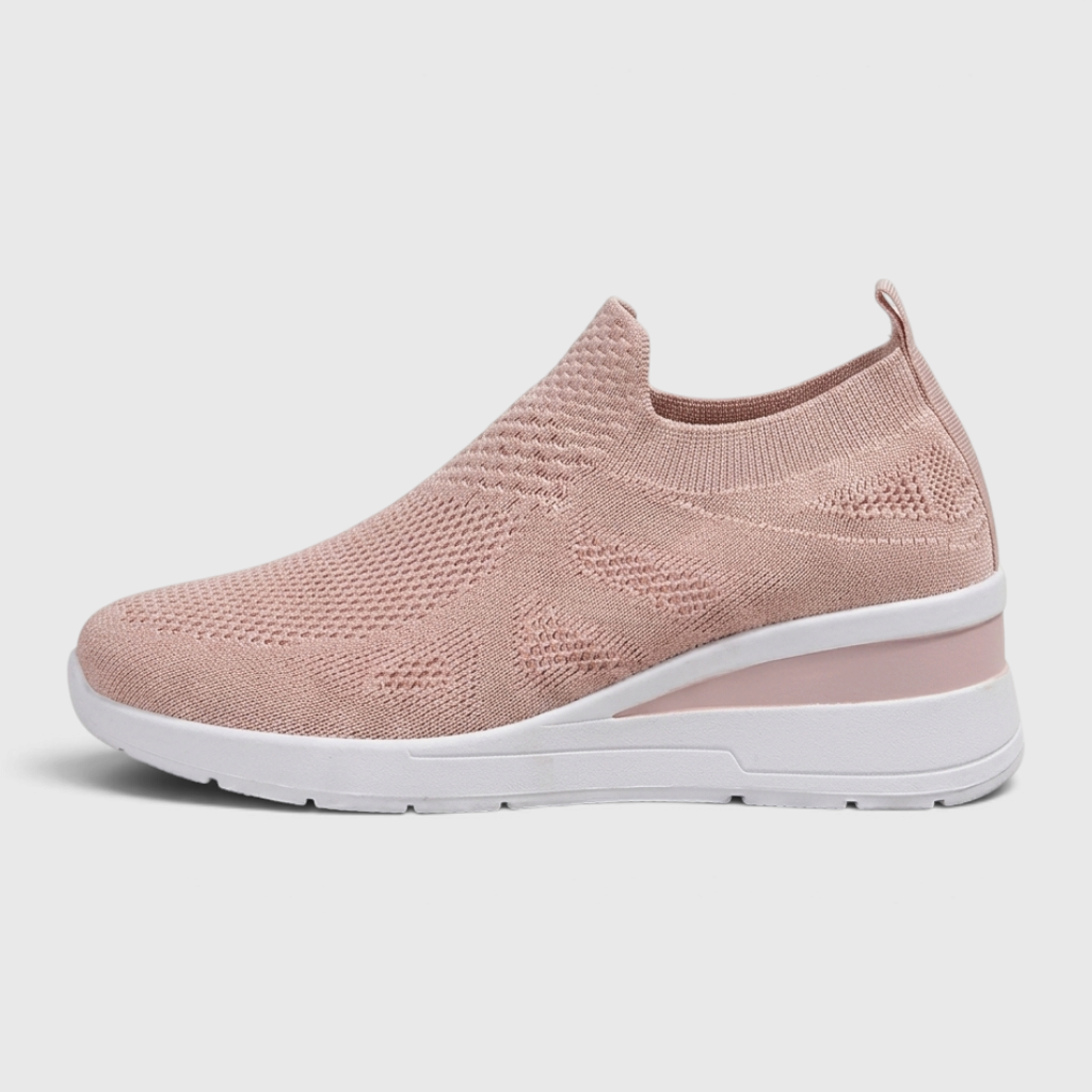 Baskets Compensées Slip-On en Maille Tricotée Respirante – Légèreté, Confort & Marche Femme