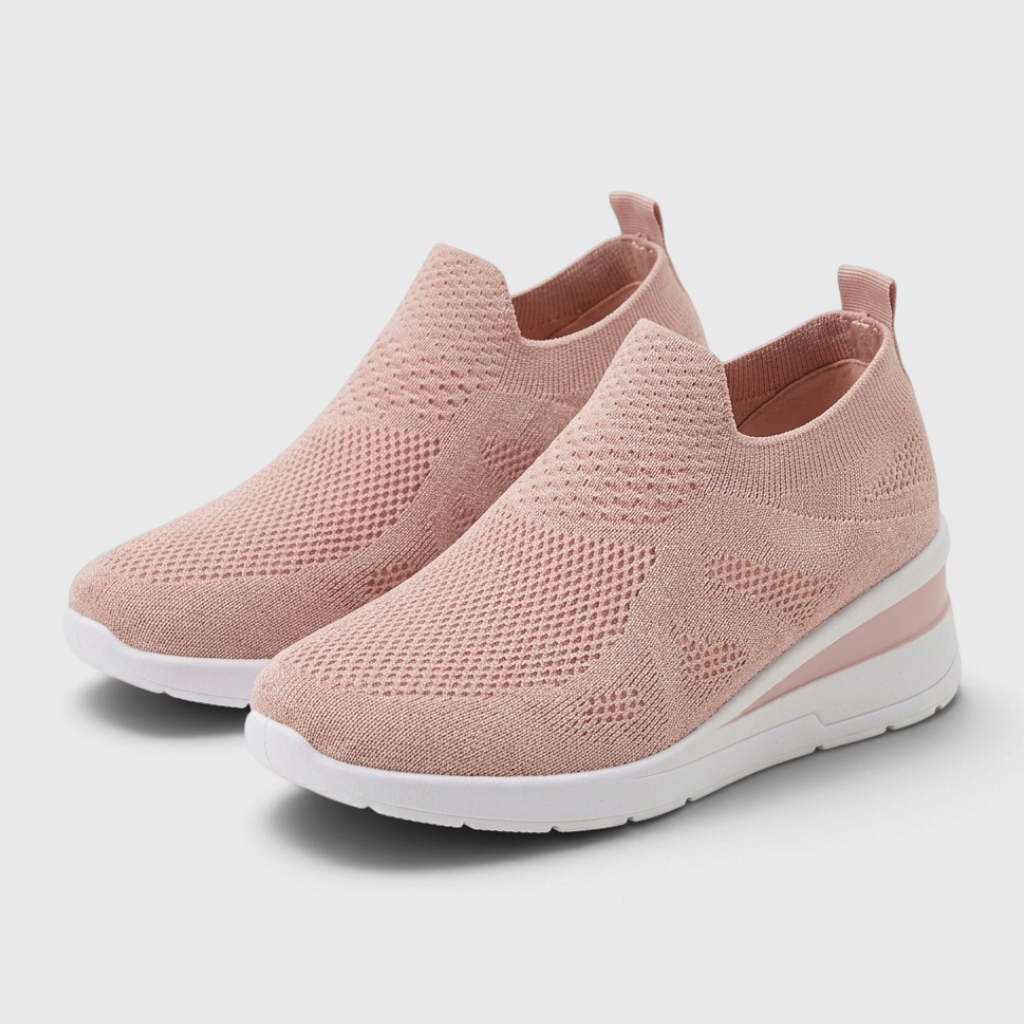 Baskets Compensées Slip-On en Maille Tricotée Respirante – Légèreté, Confort & Marche Femme