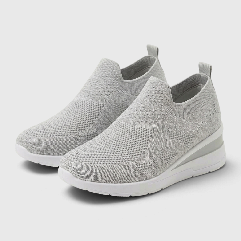 Baskets Compensées Slip-On en Maille Tricotée Respirante – Légèreté, Confort & Marche Femme