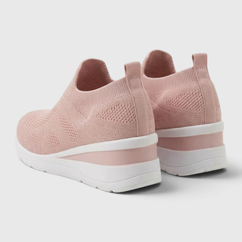 Baskets Compensées Slip-On en Maille Tricotée Respirante – Légèreté, Confort & Marche Femme