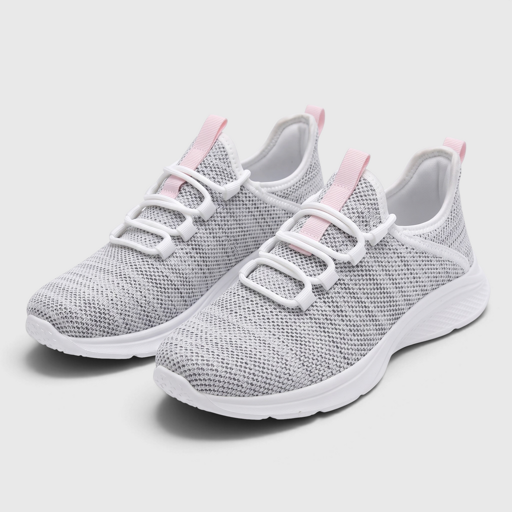 Baskets femme légères en maille chaussette à lacets élastiques – Chaussures de marche et running souples à semelle amortissante