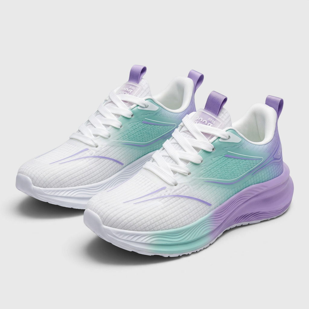 Baskets femme racing en mesh respirant dégradé – Chaussures de sport légères à semelle amortissante