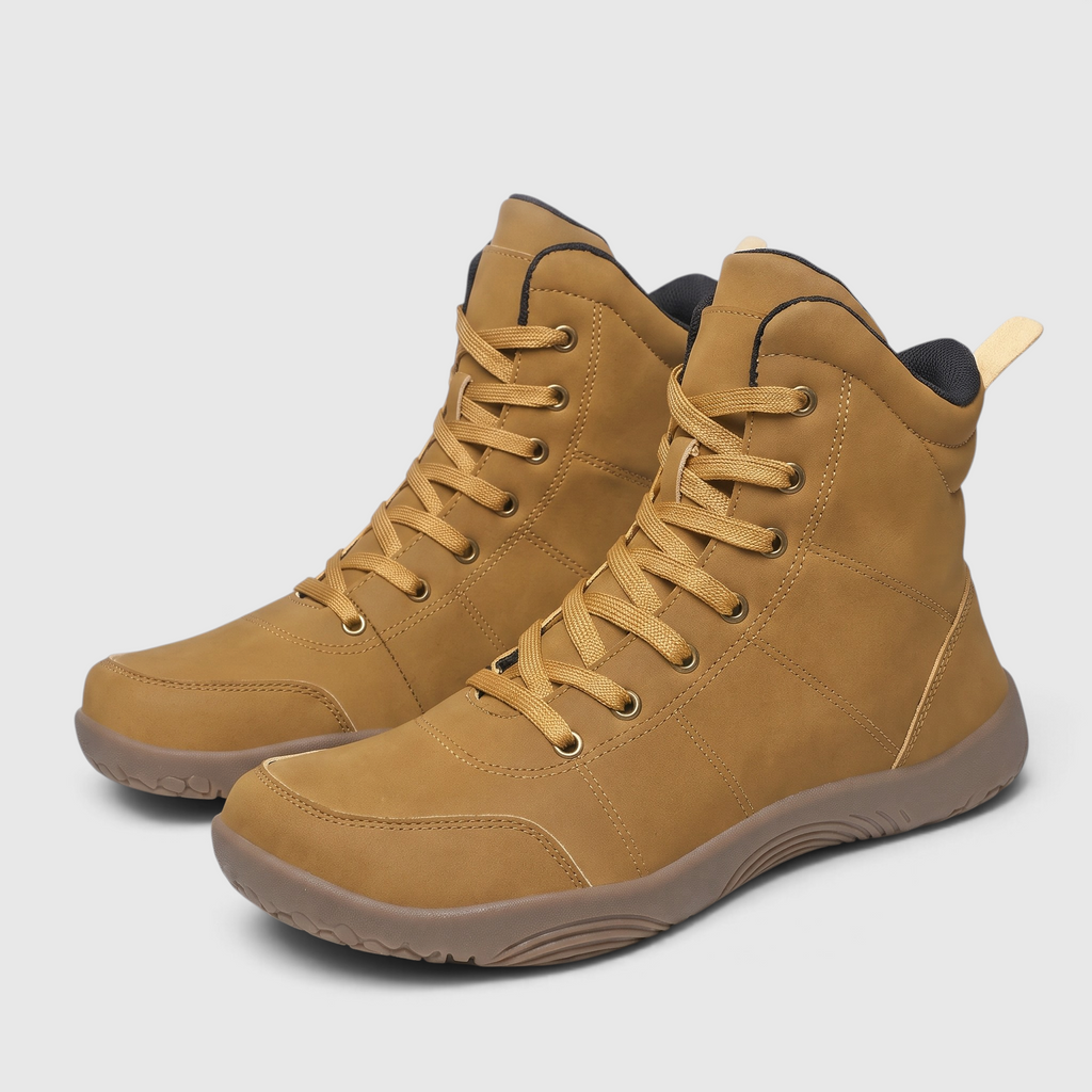 Bottines Montantes à Lacets Coupe Large en Cuir Microfibre – Confort Pieds Larges, Marche & Randonnée Femme