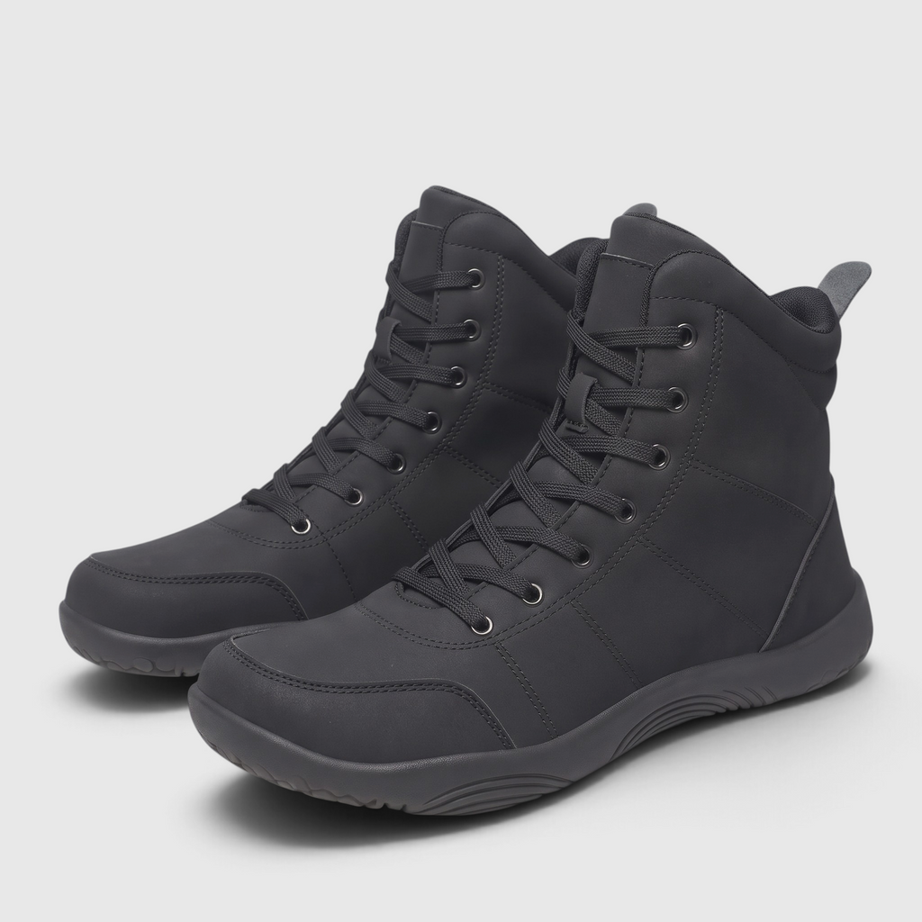 Bottines Montantes à Lacets Coupe Large en Cuir Microfibre – Confort Pieds Larges, Marche & Randonnée Femme