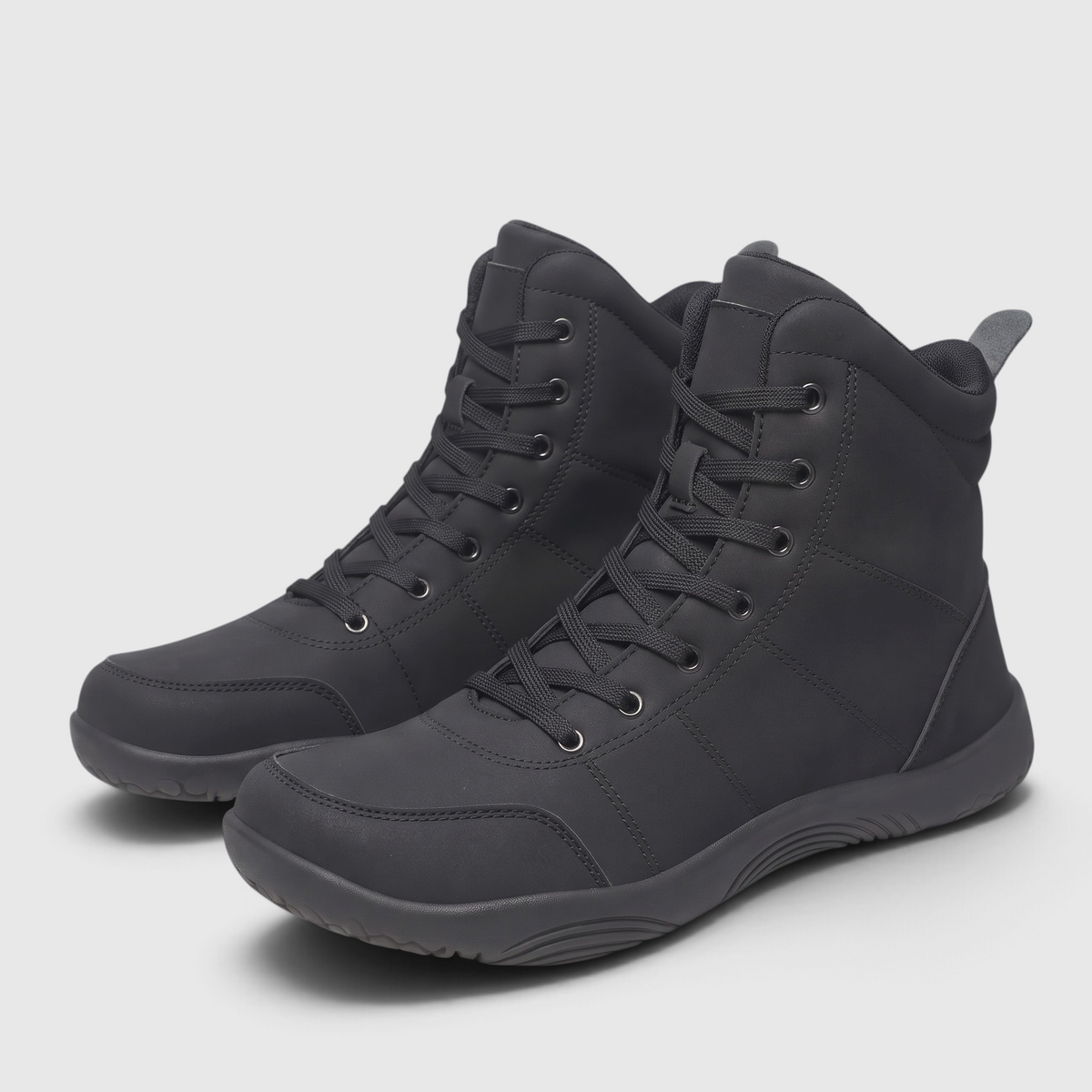 Bottines Montantes à Lacets Coupe Large en Cuir Microfibre – Confort Pieds Larges, Marche & Randonnée Femme