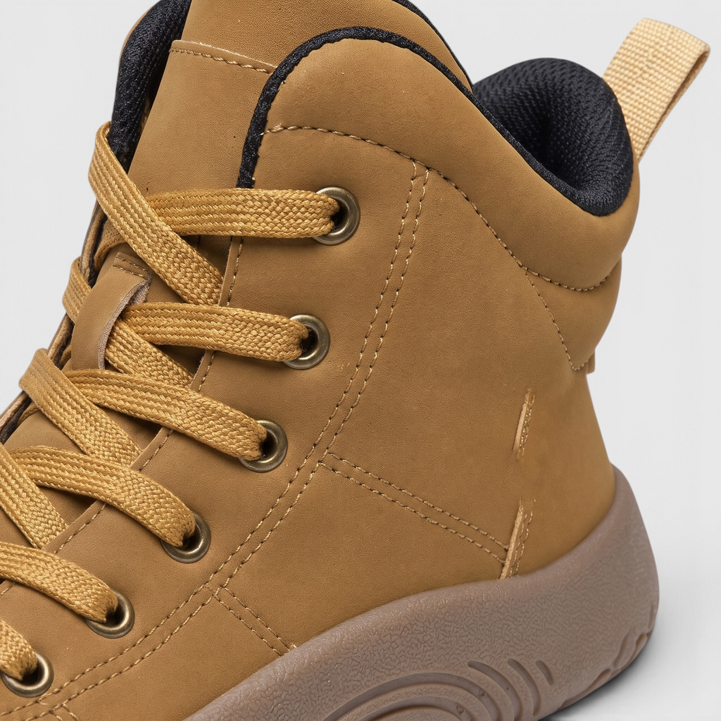 Bottines Montantes à Lacets Coupe Large en Cuir Microfibre – Confort Pieds Larges, Marche & Randonnée Femme