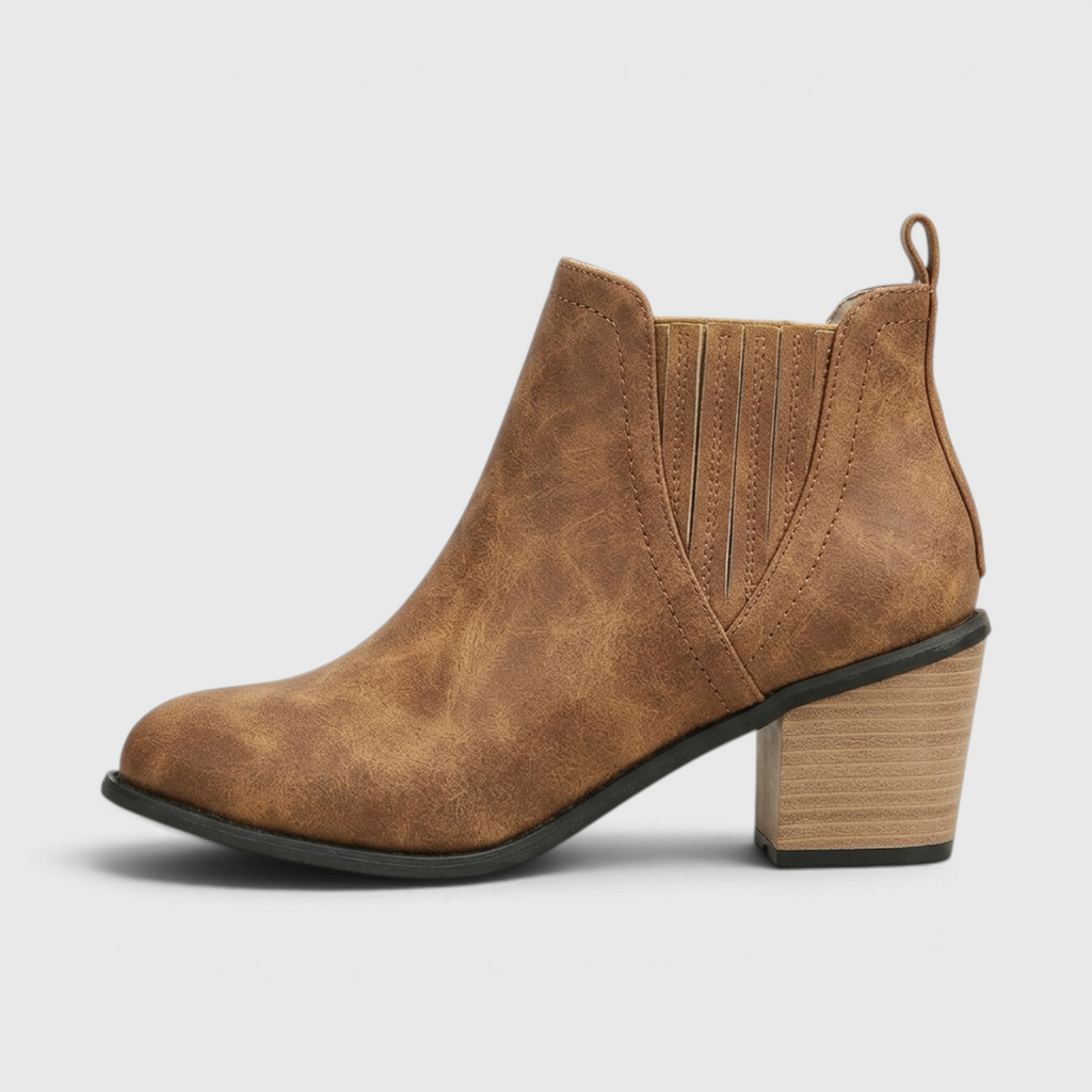 Bottines Western à Talon Bloc pour Femme – Style Chelsea Élastiqué Plissé & Confort Élégant