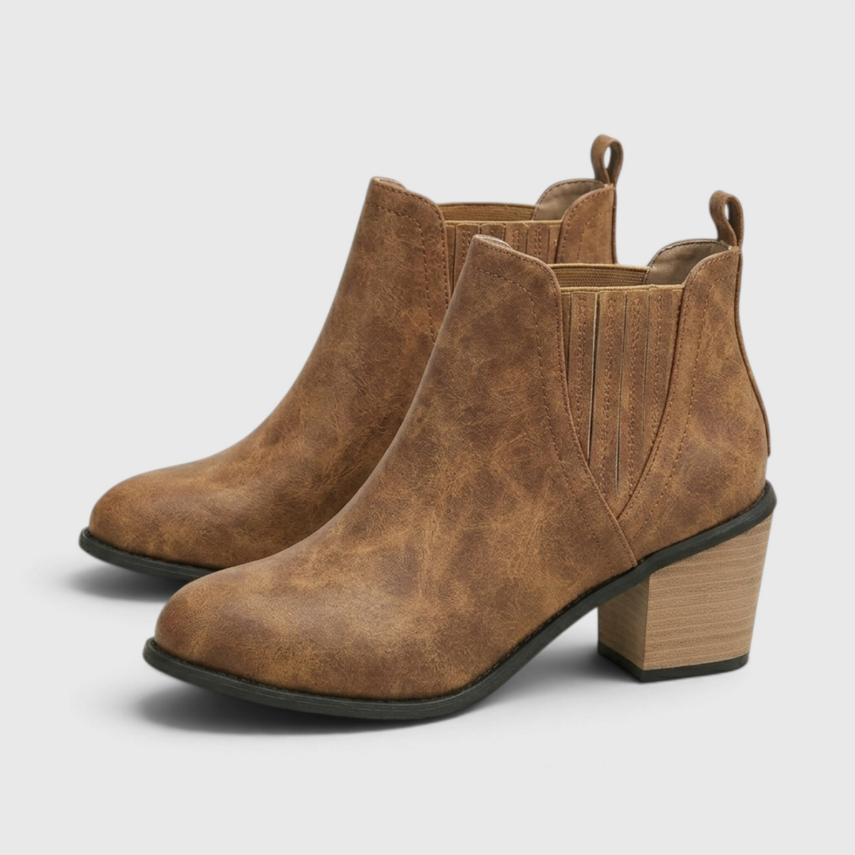 Bottines Western à Talon Bloc pour Femme – Style Chelsea Élastiqué Plissé & Confort Élégant