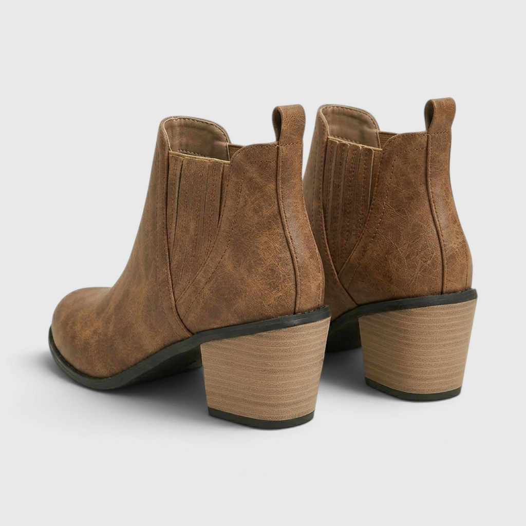 Bottines Western à Talon Bloc pour Femme – Style Chelsea Élastiqué Plissé & Confort Élégant