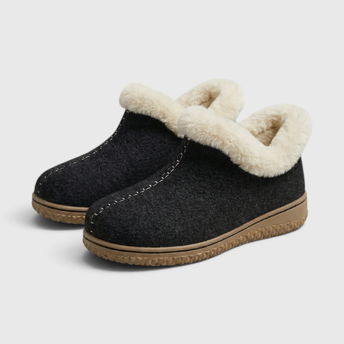 Bottines d'Hiver Fourrées en Feutre de Laine pour Femme – Chaussons Chauds Intérieur & Extérieur