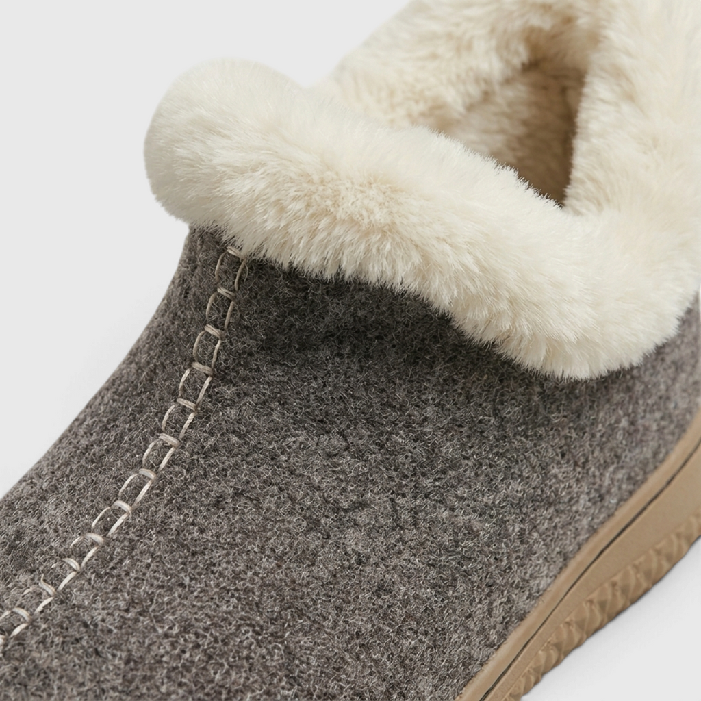 Bottines d'Hiver Fourrées en Feutre de Laine pour Femme – Chaussons Chauds Intérieur & Extérieur