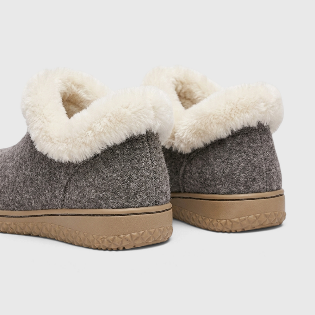 Bottines d'Hiver Fourrées en Feutre de Laine pour Femme – Chaussons Chauds Intérieur & Extérieur