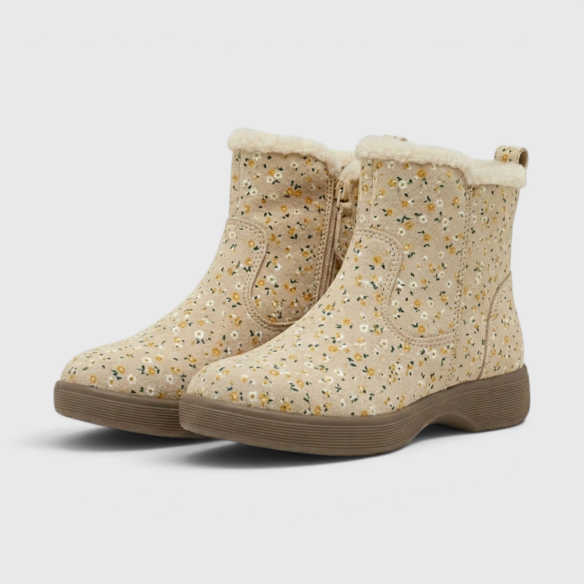 Bottines d'Hiver Fourrées en Cuir Suédé à Bordure Peluche & Zip Latéral – Chaleur & Confort Femme