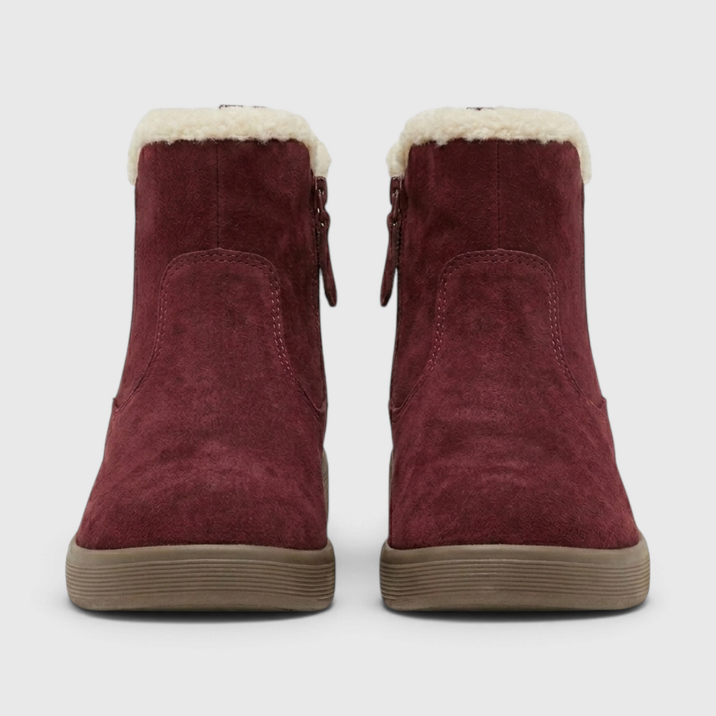 Bottines d'Hiver Fourrées en Cuir Suédé à Bordure Peluche & Zip Latéral – Chaleur & Confort Femme