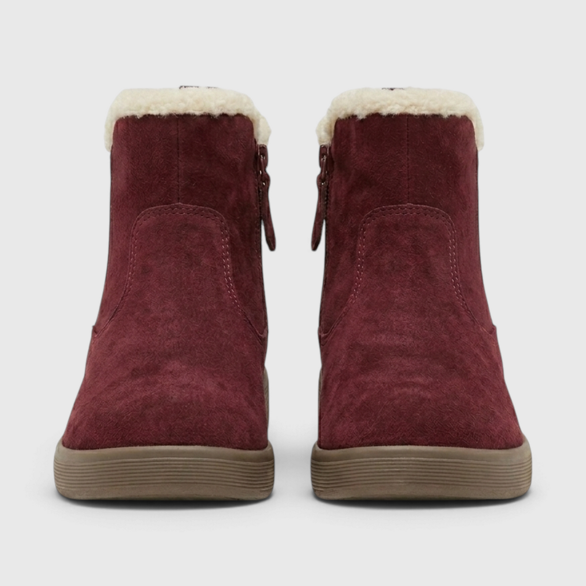 Bottines d'Hiver Fourrées en Cuir Suédé à Bordure Peluche & Zip Latéral – Chaleur & Confort Femme
