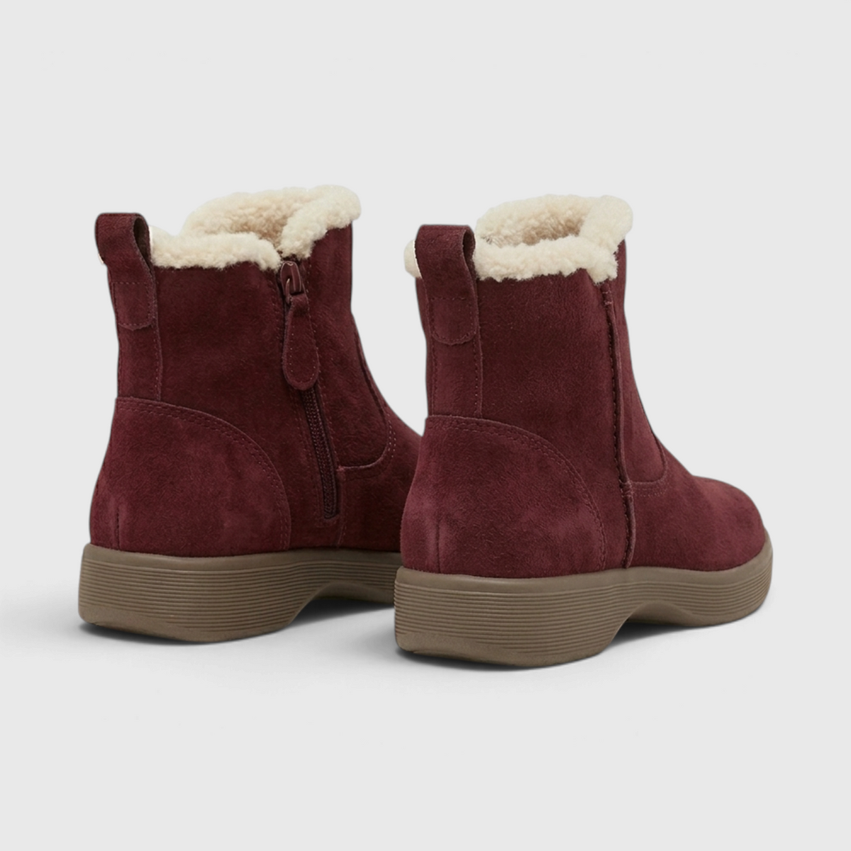 Bottines d'Hiver Fourrées en Cuir Suédé à Bordure Peluche & Zip Latéral – Chaleur & Confort Femme