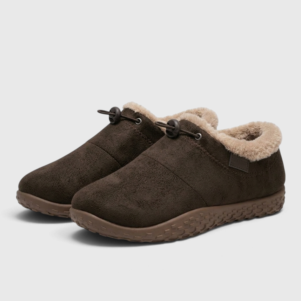 Bottines d'Hiver Fourrées Slip-On à Cordon Ajustable pour Femme — Confort Thermique & Semelle Antidérapante