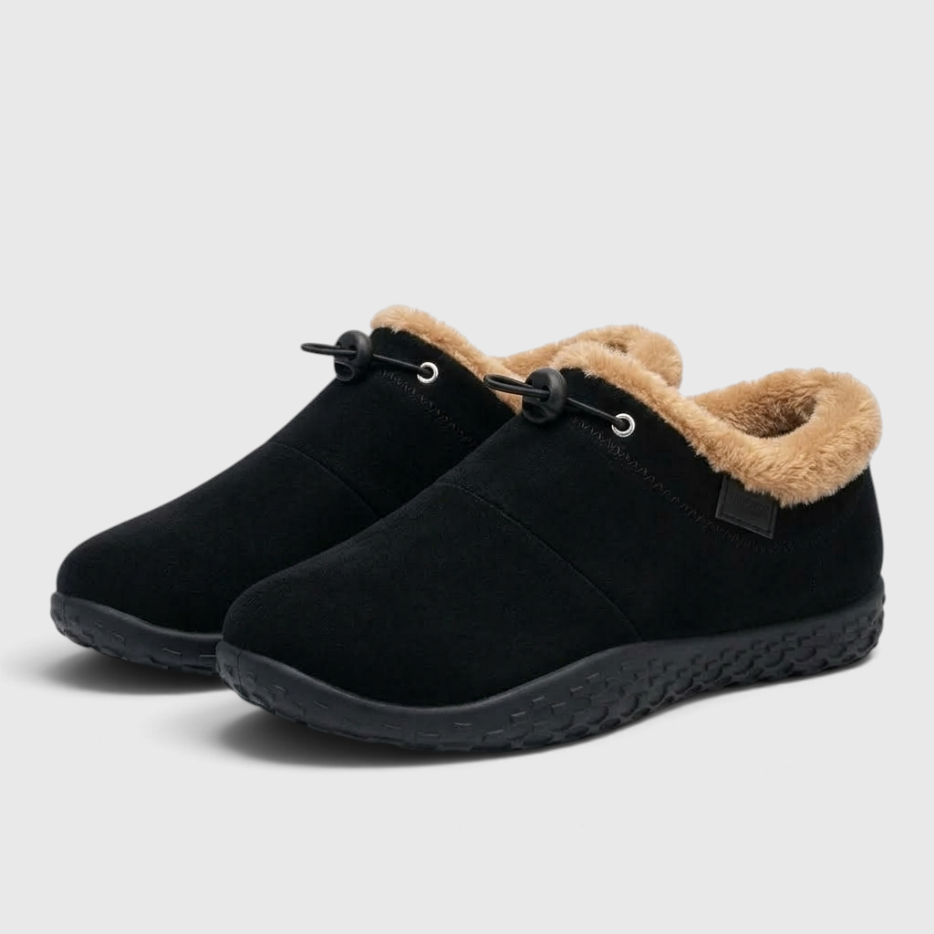 Bottines d'Hiver Fourrées Slip-On à Cordon Ajustable pour Femme — Confort Thermique & Semelle Antidérapante