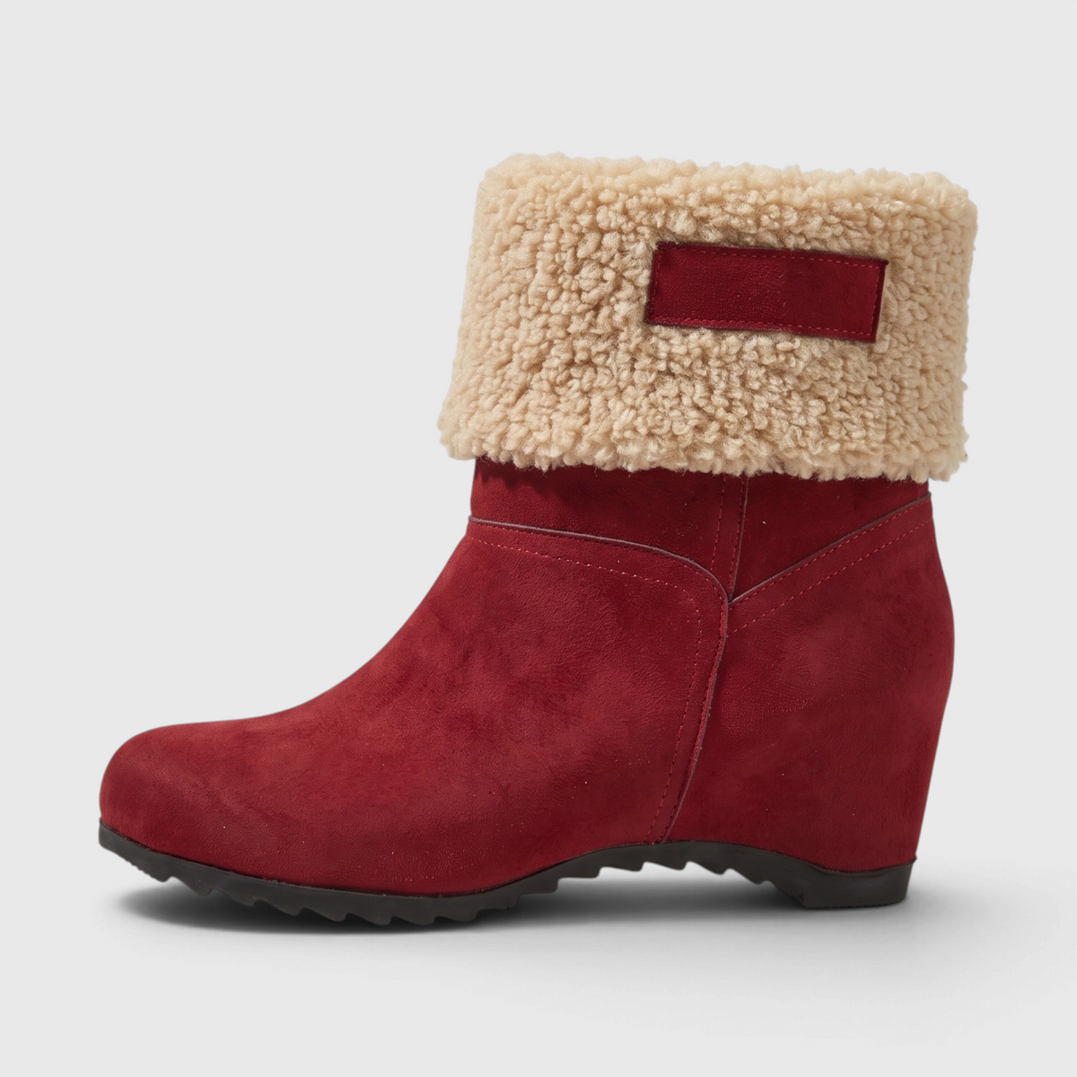 Bottines d'Hiver en Suédine à Revers Fourrure Sherpa & Talon Compensé – Chaleur & Confort Femme