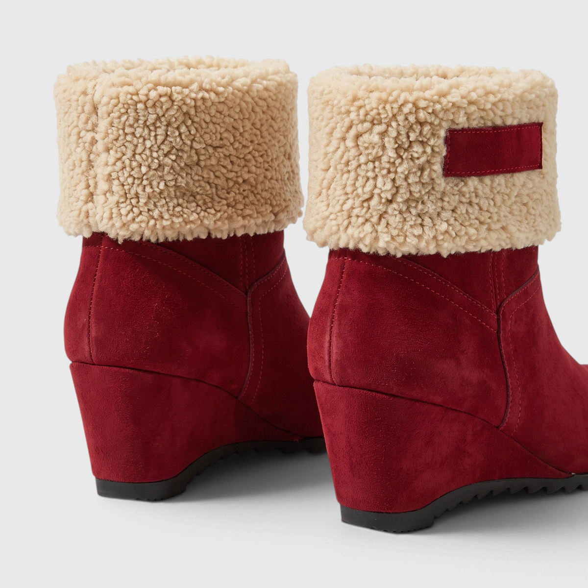 Bottines d'Hiver en Suédine à Revers Fourrure Sherpa & Talon Compensé – Chaleur & Confort Femme