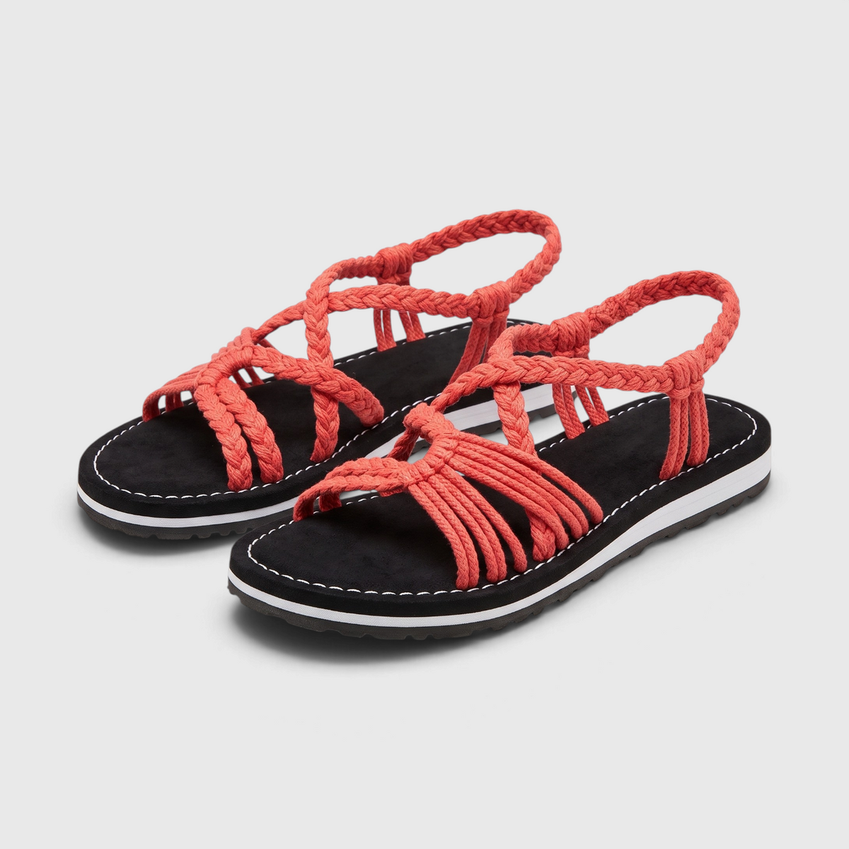 Sandales Plates Tressées Bohème pour Femme – Nu-Pieds d'Été Confortables & Respirants