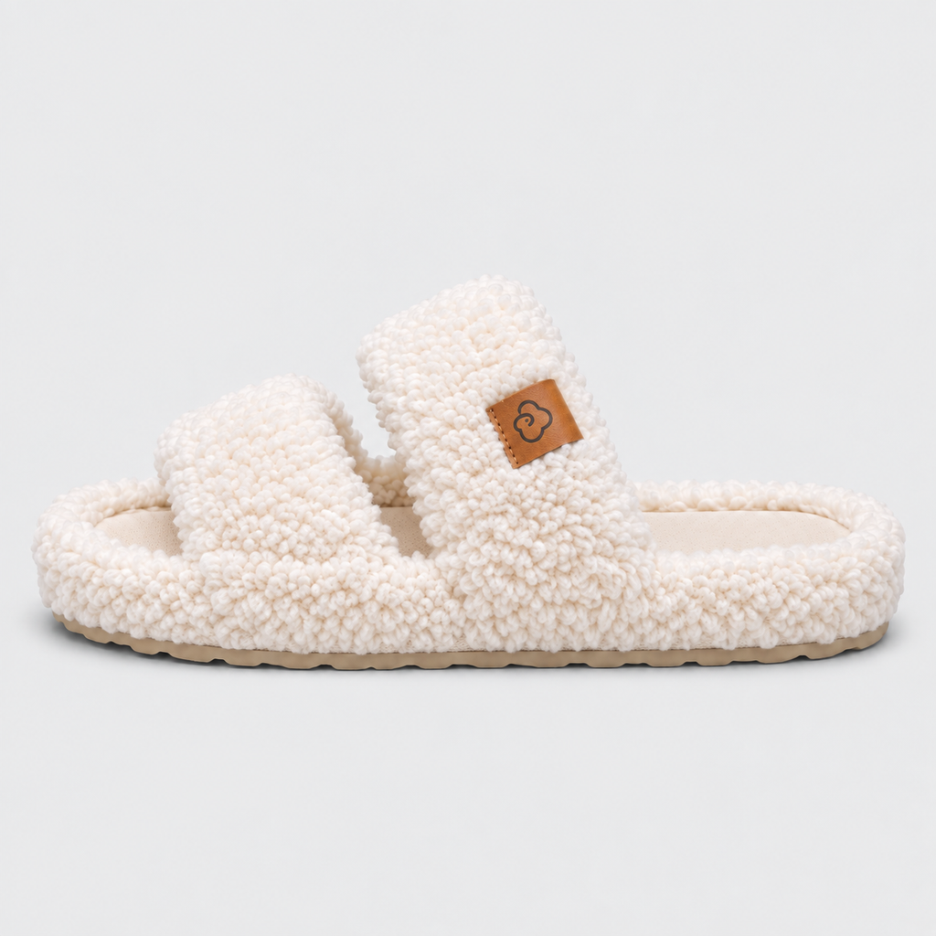 Chaussons Fourrés Femme – Mules Chaudes à Bout Ouvert, Semelle Souple Antidérapant